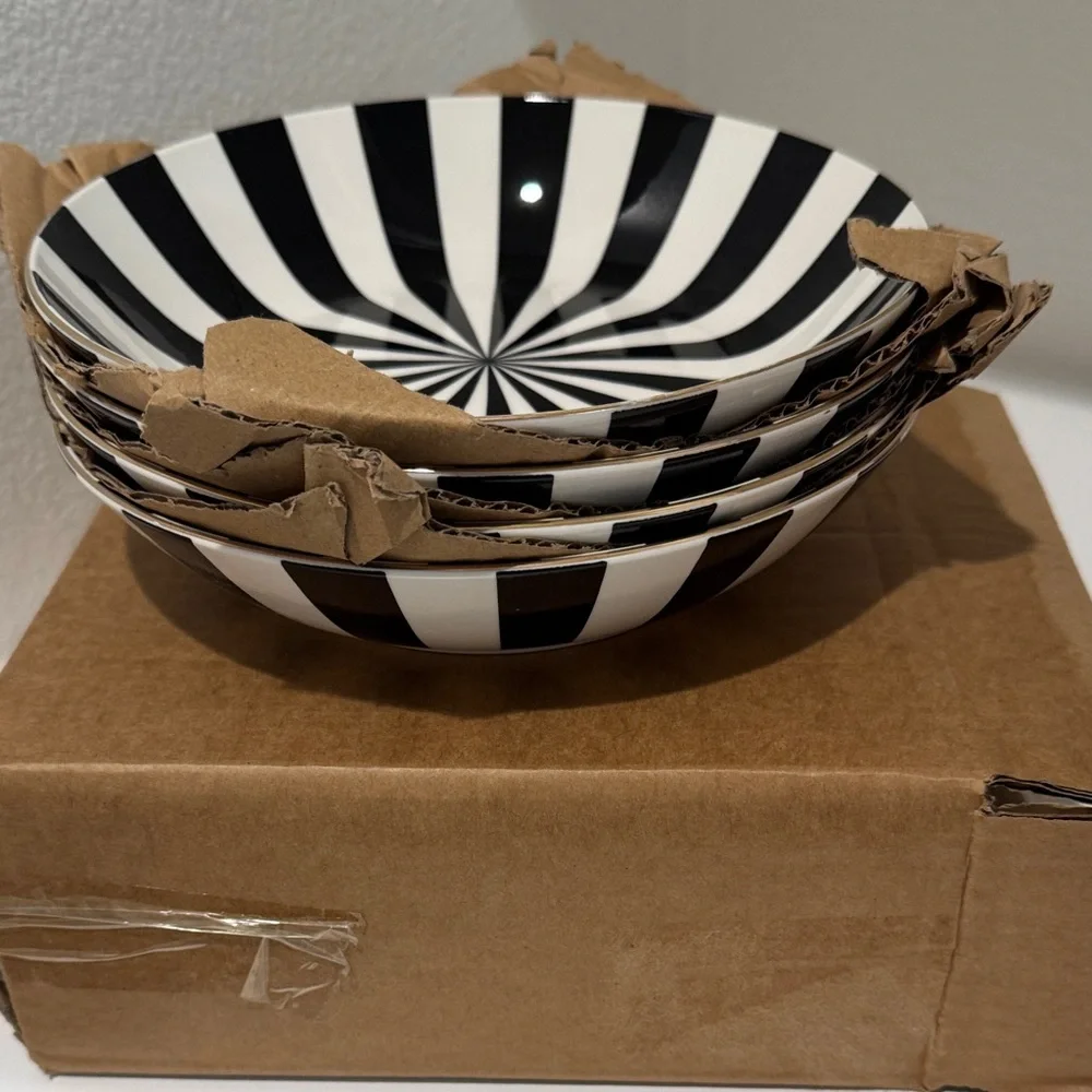 Christian Siriano Black and White Striped Bowls